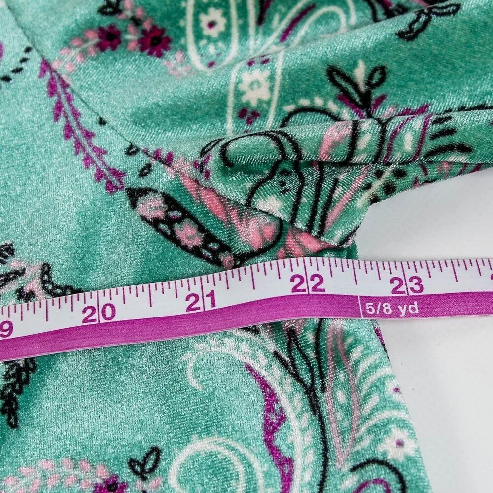 Charter Club Green Paisley High Neck Blouse - XL - Velvet Feel!! - Picture 8 of 9